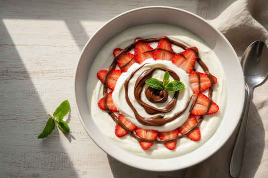 Yogurt con fresa y nutella