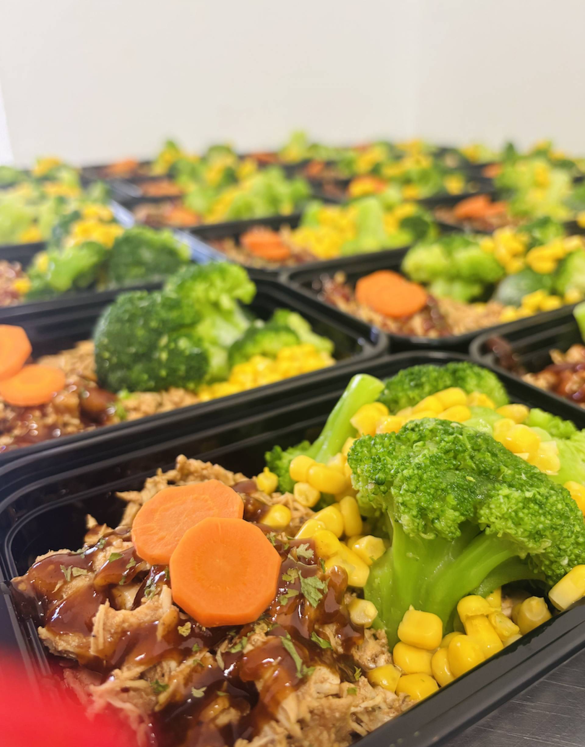 #9 BBQ Pulled chicken con brocoli y maiz